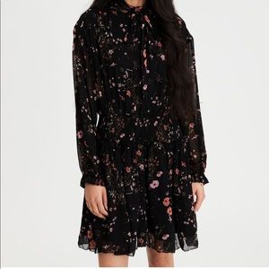 AE chiffon tie neck fit and flare dress